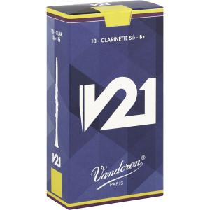 Caja 10 Cañas Clarinete Vandoren V-21 2½ caja azul claro