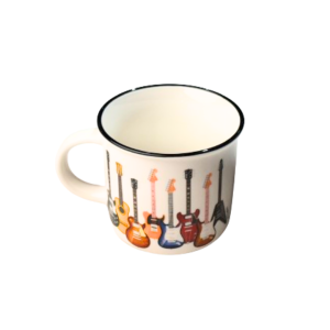 Taza Mug 350 ml. Agifty M-7017 Blanca Guitarras Colores