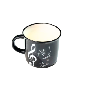 Taza Mug 350 ml. Agifty M-7015 Negra Clave de Sol Blanca