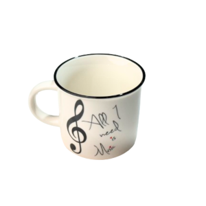 Taza Mug 350 ml. Agifty M-7014 Blanca Clave de Sol Negra