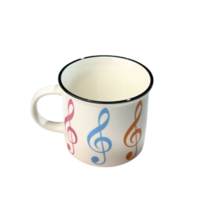 Taza Mug 350 ml. Agifty M-7013 Blanca Clave de Sol Colores